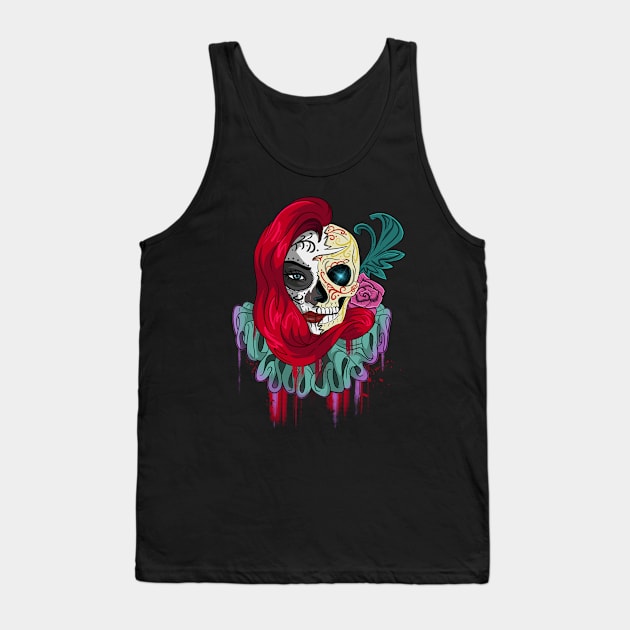 Horror Circus Clown Jester Skull Tank Top by Trendy Black Sheep